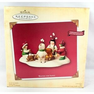 Hallmark 2003 Keepsake WAITING FOR SANTA Tea Light Candle Holder 4 Ornaments NEW